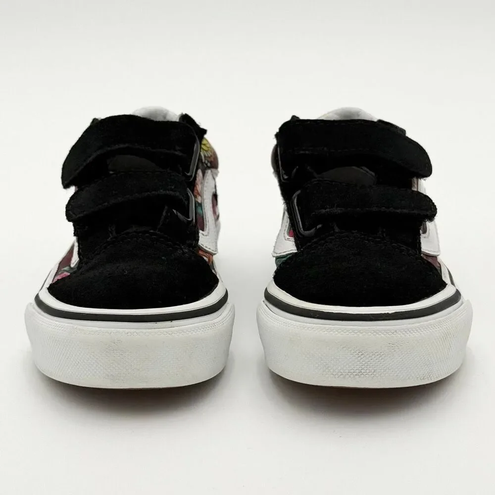 Vans Dark Purple Floral Garden Print Hook and Loop Sneakers - US Little Kids 10.